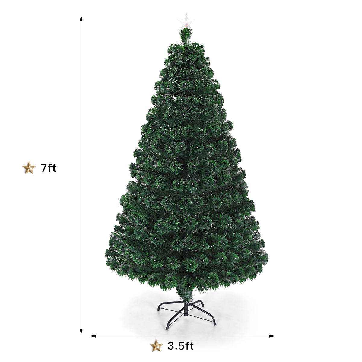 5/6/7 Feet Multicolor Artificial Christmas Tree with LED Light and Metal Stand