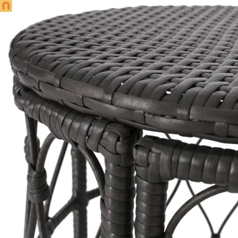 Outdoor Coffee Table Rectangular Rattan Gray 32.5x25in