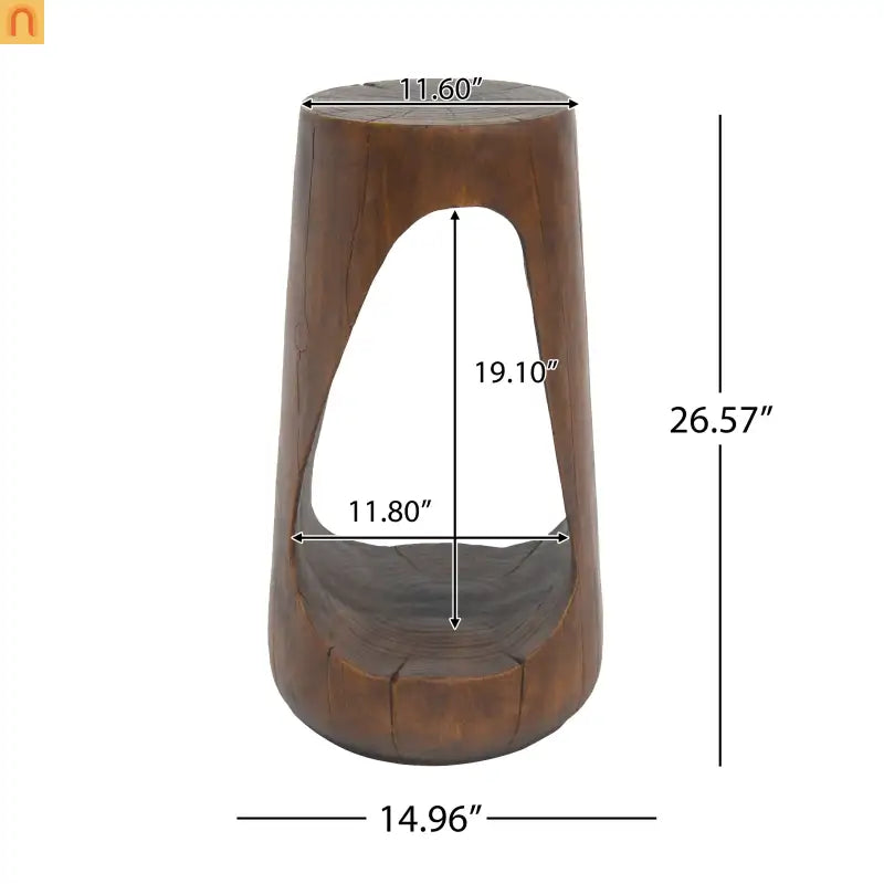 Outdoor End Table MGO Antique Brown Hollow Wood Grain 14.96x26.57in