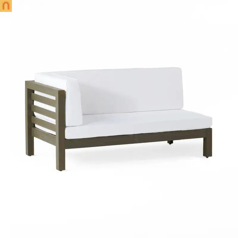 Outdoor Coffee Table Bench Set Acacia Wood White 58.25in