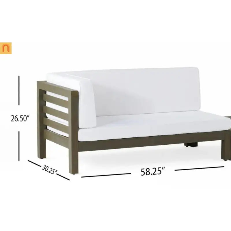 Outdoor Coffee Table Bench Set Acacia Wood White 58.25in