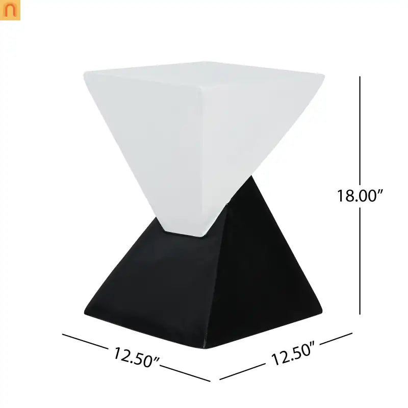 Outdoor Side Table MGO Black White Geometric 12.5x18in