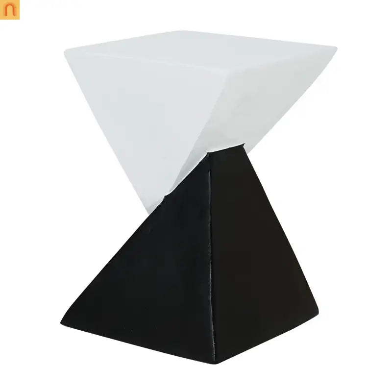 Outdoor Side Table MGO Black White Geometric 12.5x18in