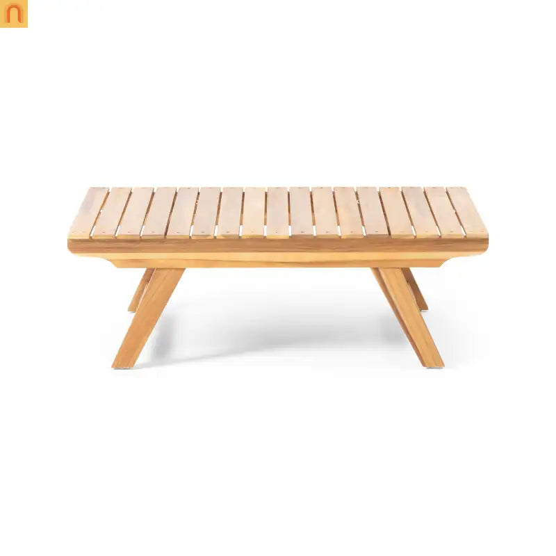 Outdoor Coffee Table Acacia Wood Teak Slat Panel 37L x 24W in