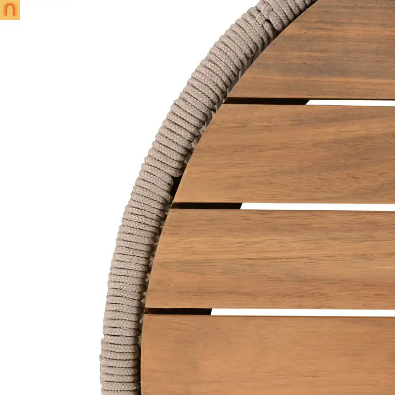 Outdoor Coffee Table Acacia Wood Rope Teak Round 26in 220 LB