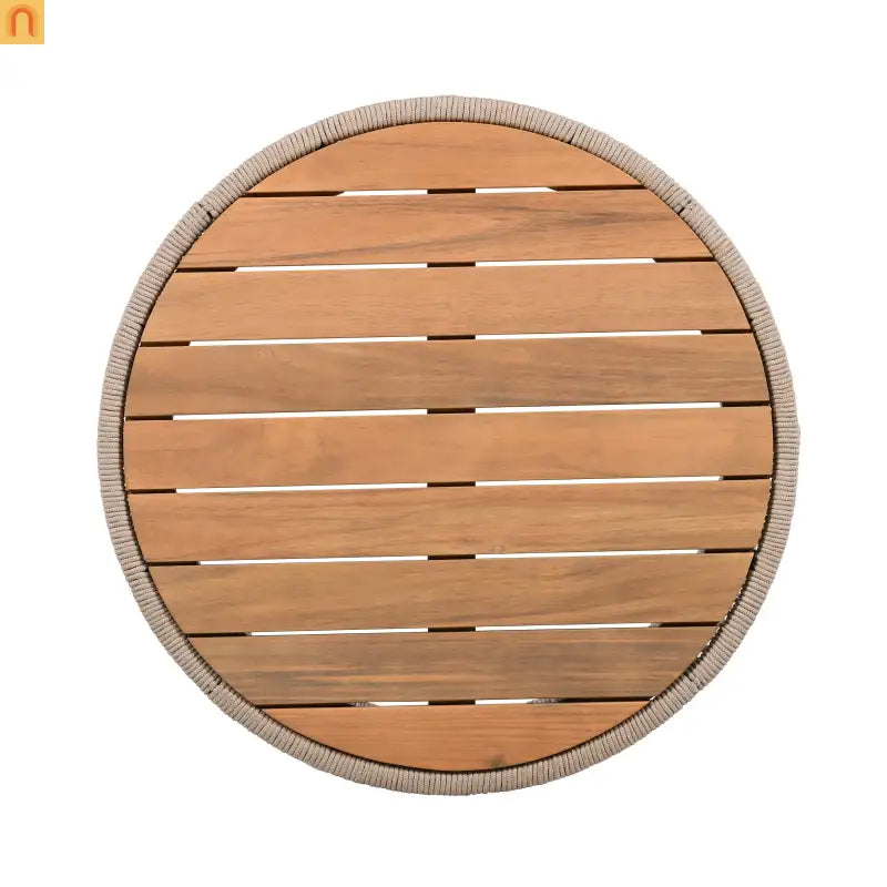 Outdoor Coffee Table Acacia Wood Rope Teak Round 26in 220 LB