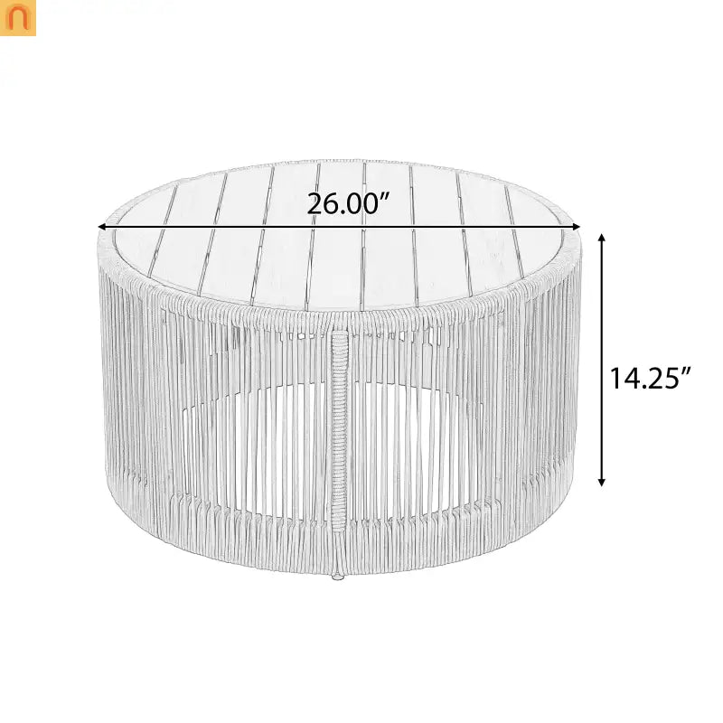 Outdoor Coffee Table Acacia Wood Rope Teak Round 26in 220 LB