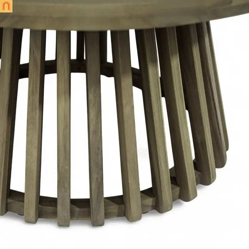 Outdoor Coffee Table Round Acacia Wood Gray 31.5in Dia 16in H 215 LB