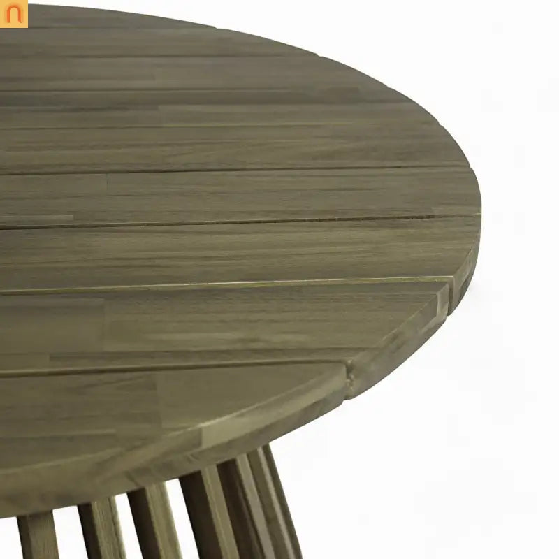 Outdoor Coffee Table Round Acacia Wood Gray 31.5in Dia 16in H 215 LB