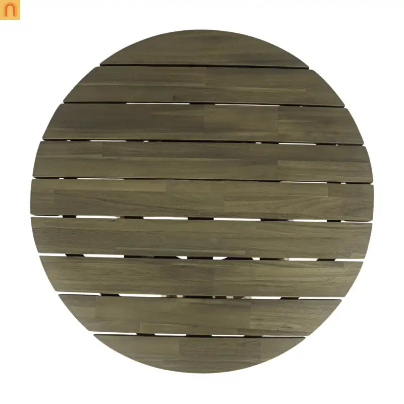 Outdoor Coffee Table Round Acacia Wood Gray 31.5in Dia 16in H 215 LB