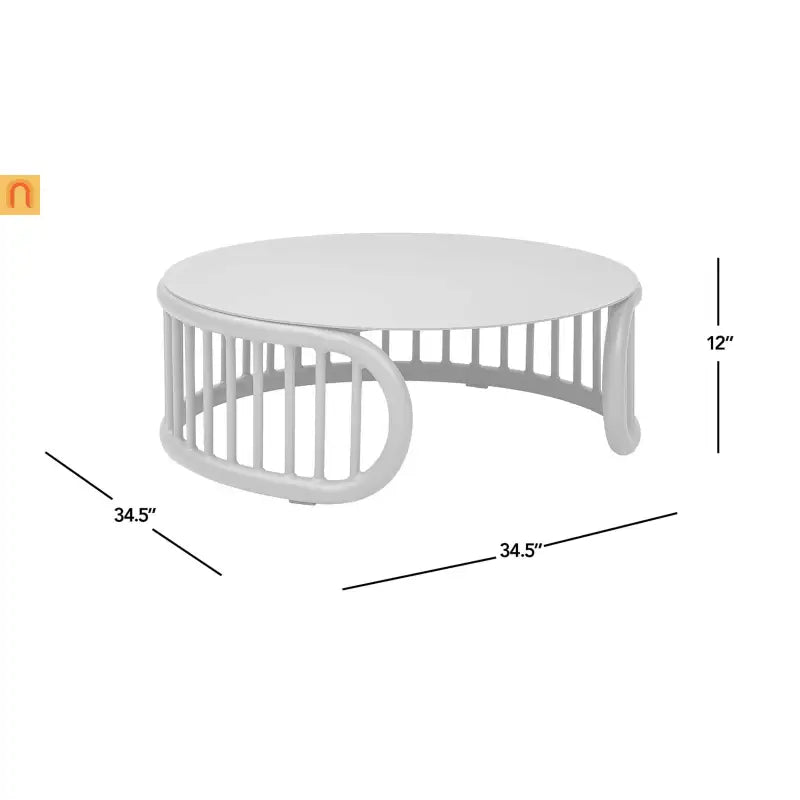 Outdoor Coffee Table Round Aluminum Taupe Modern 34.5in