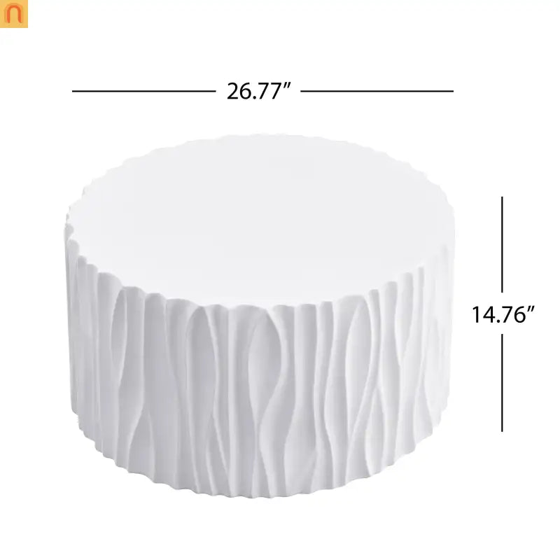 Outdoor Round Coffee Table 26.8" White Wavy