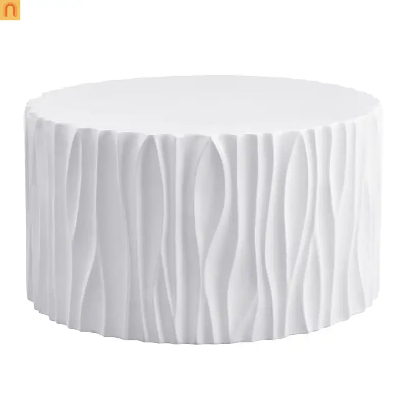 Outdoor Round Coffee Table 26.8" White Wavy