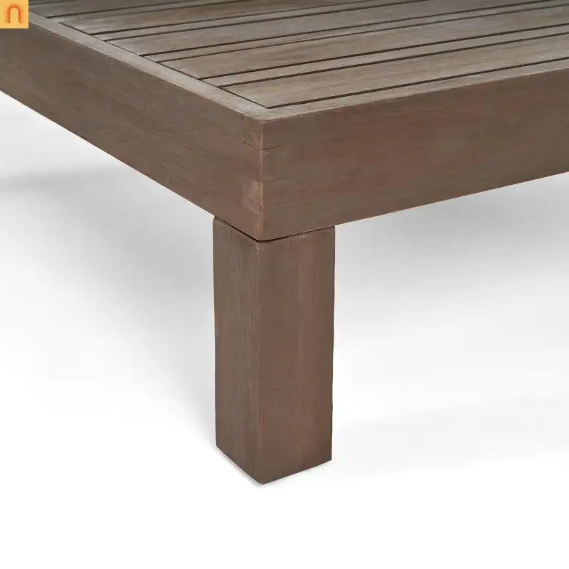 Outdoor Coffee Table Square Acacia Wood Gray Slat Panel 29.5in