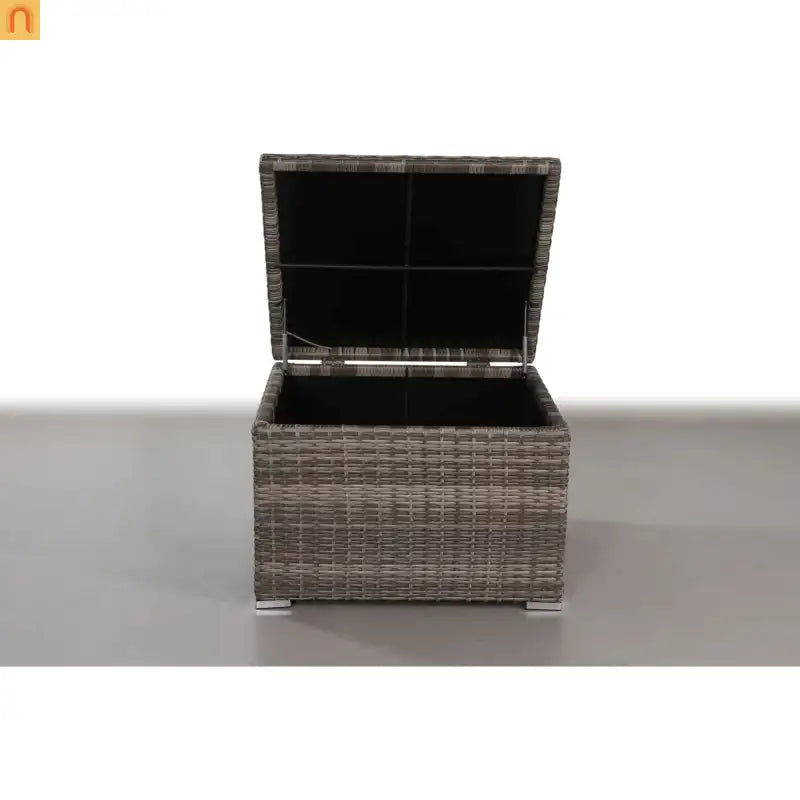 Outdoor Storage Side Table Wicker Gray 33x33x22 In Scratch Free
