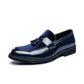 Mandotos College Inspired Leather Loafers For Men Blue Premium Handcrafted Dress Shoes
