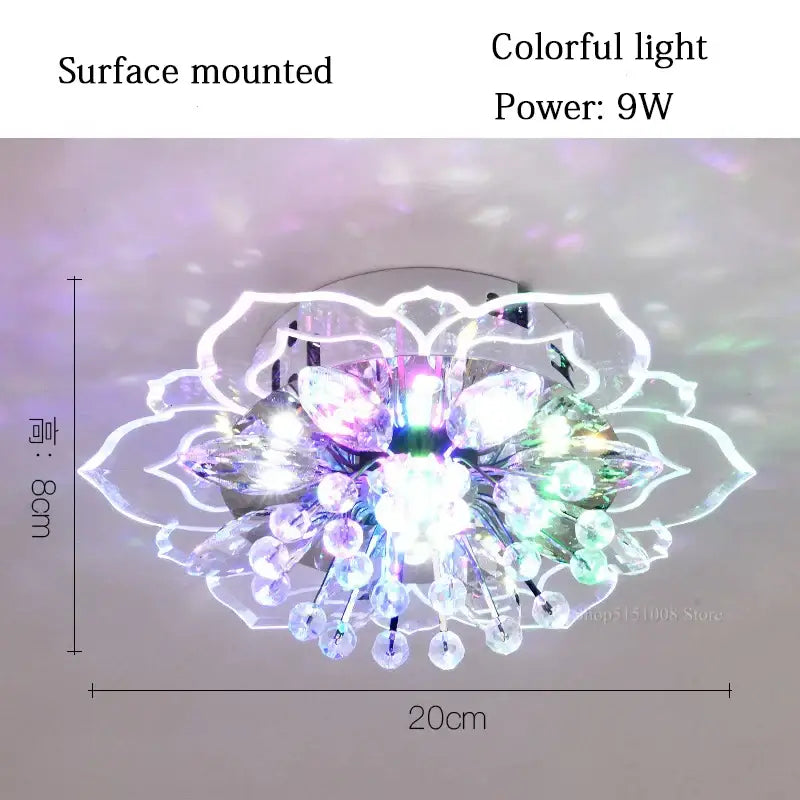 Colorful crystal flower ceiling light fixture for living room