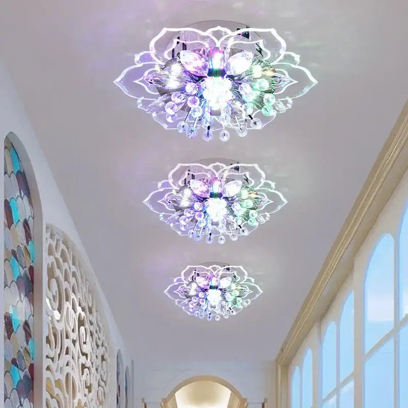 Colorful crystal flower ceiling light fixture for living room