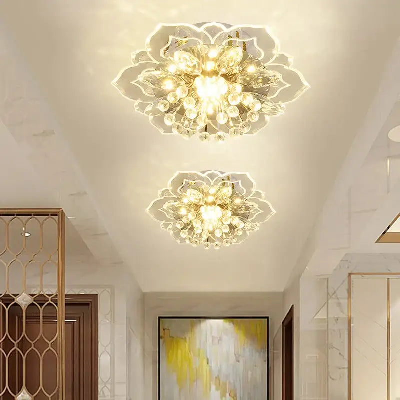 Colorful crystal flower ceiling light fixture for living room