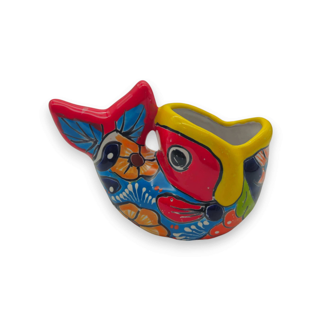 Colorful Talavera Fish Planter | Mexican Hand-Painted Pottery