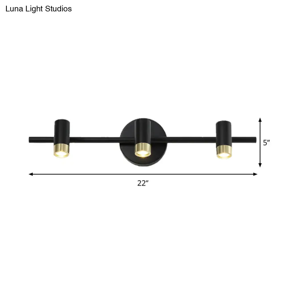 Contemporary black & brass 3-bulb vanity light wall sconce bathroom