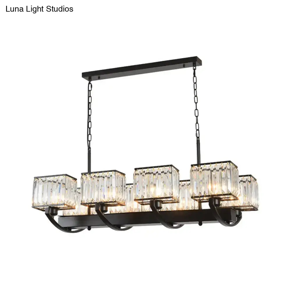 Contemporary black crystal chandelier dining room adjustable chain