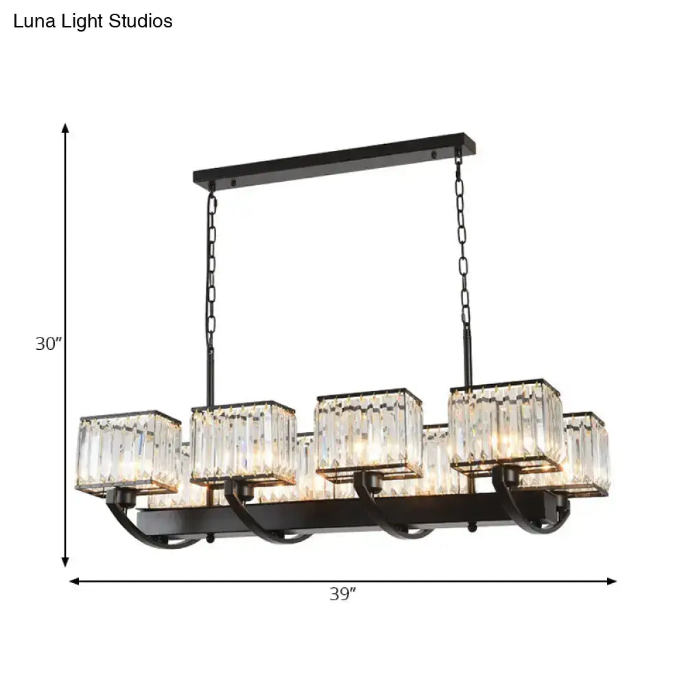 Contemporary black crystal chandelier dining room adjustable chain