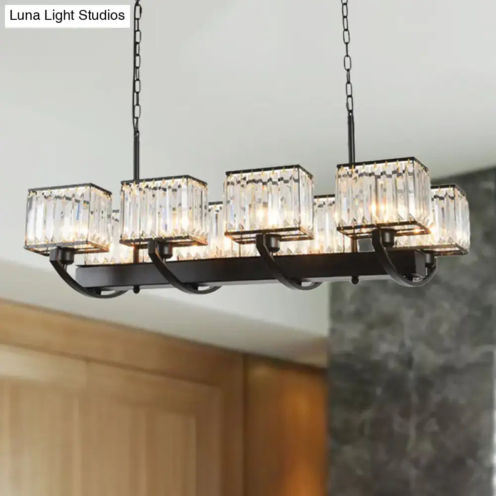Contemporary black crystal chandelier dining room adjustable chain