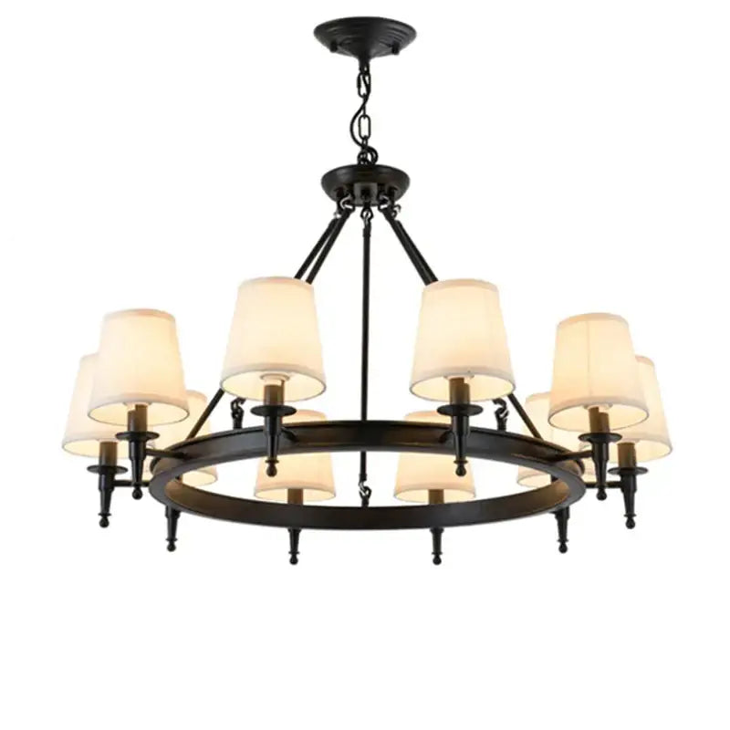 DecorBites™ Country Retro Chandelier Fabric Lampshade Ceiling Pendant Light for Home Indoor Decor