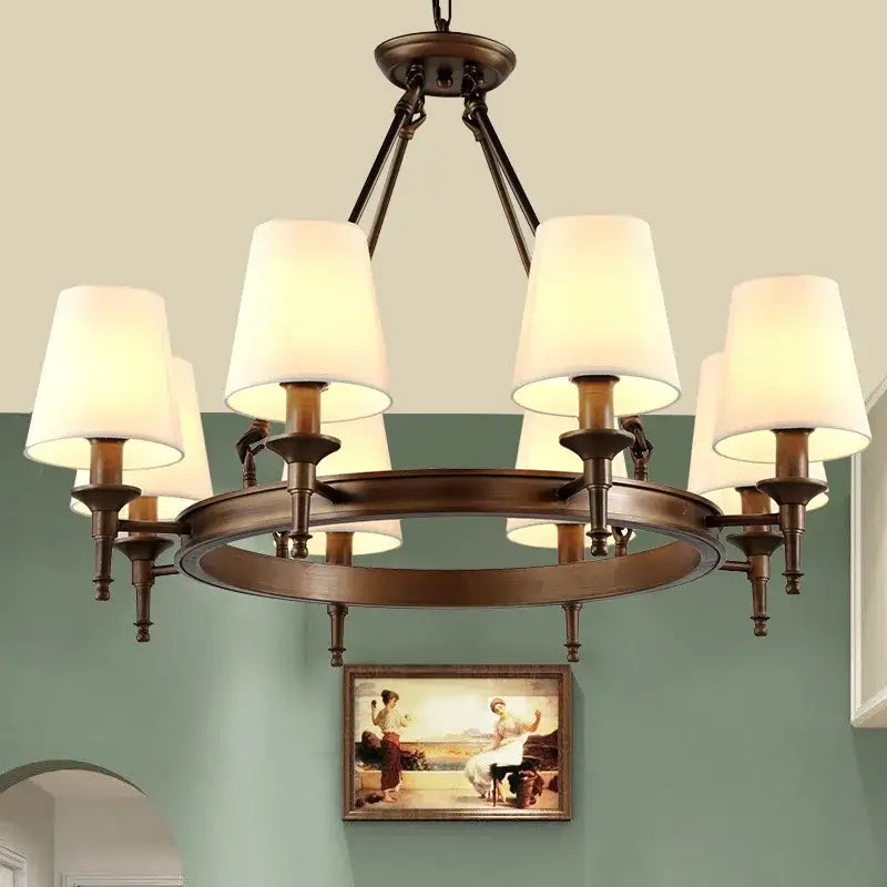 DecorBites™ Country Retro Chandelier Fabric Lampshade Ceiling Pendant Light for Home Indoor Decor
