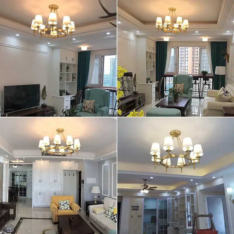 DecorBites™ Country Retro Chandelier Fabric Lampshade Ceiling Pendant Light for Home Indoor Decor