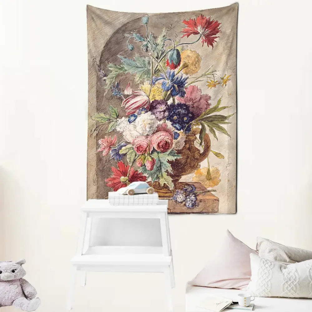 Court style floral oil painting tapestry – living room wall decor