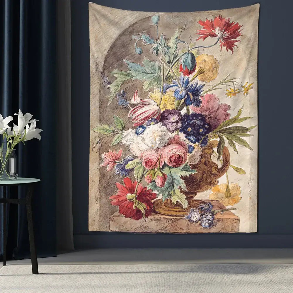 Court style floral oil painting tapestry – living room wall decor