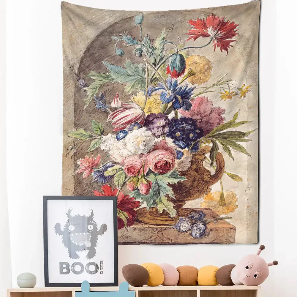 Court style floral oil painting tapestry – living room wall decor