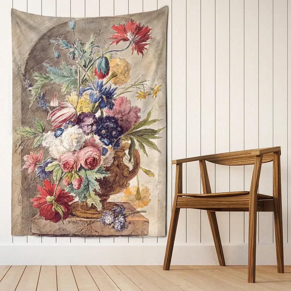 Court style floral oil painting tapestry – living room wall decor