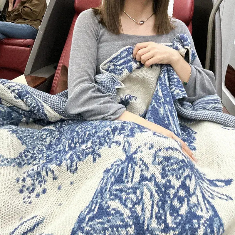 DecorBites™ Cozy Chinese Ink Knit Blanket for All Seasons - Soft Sofa and Bed Cover