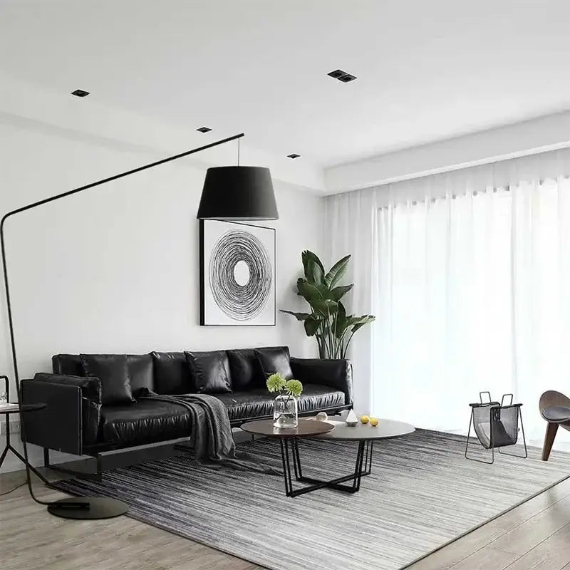 Curved matte black led floor lamp for living room bedroom lighting