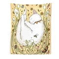 Cute cat botanical flower ins style cream tapestry bedroom wall art