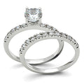 3W105 - Rhodium Brass Ring with AAA Grade CZ in Clear