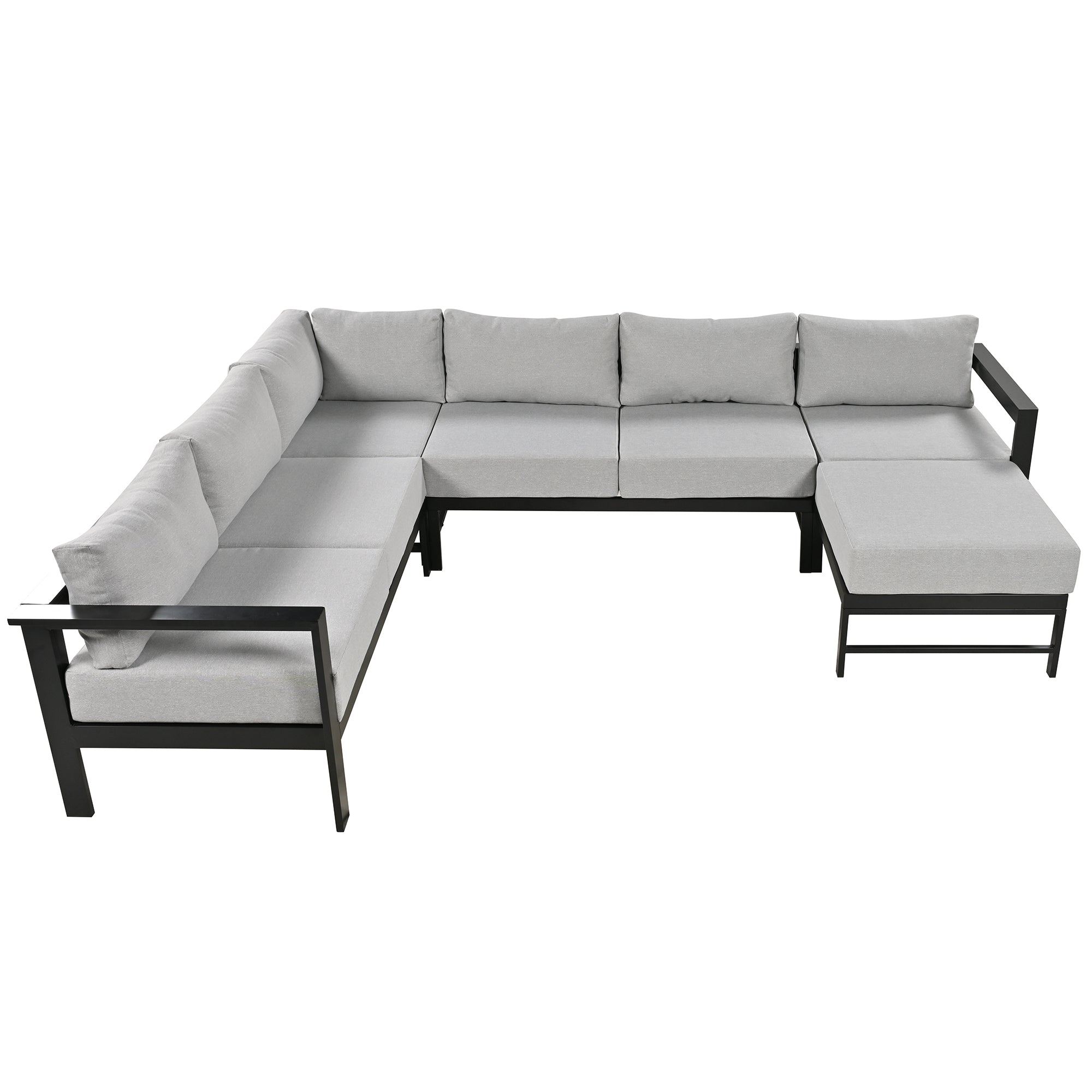 Outdoor Sectional Set Iron Gray U-Shape Seats 5 to 6 5.9 In Cushion