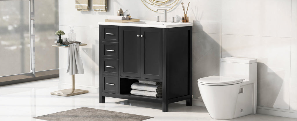 36" Bathroom Vanity with Sink Top and Storage Cabinet