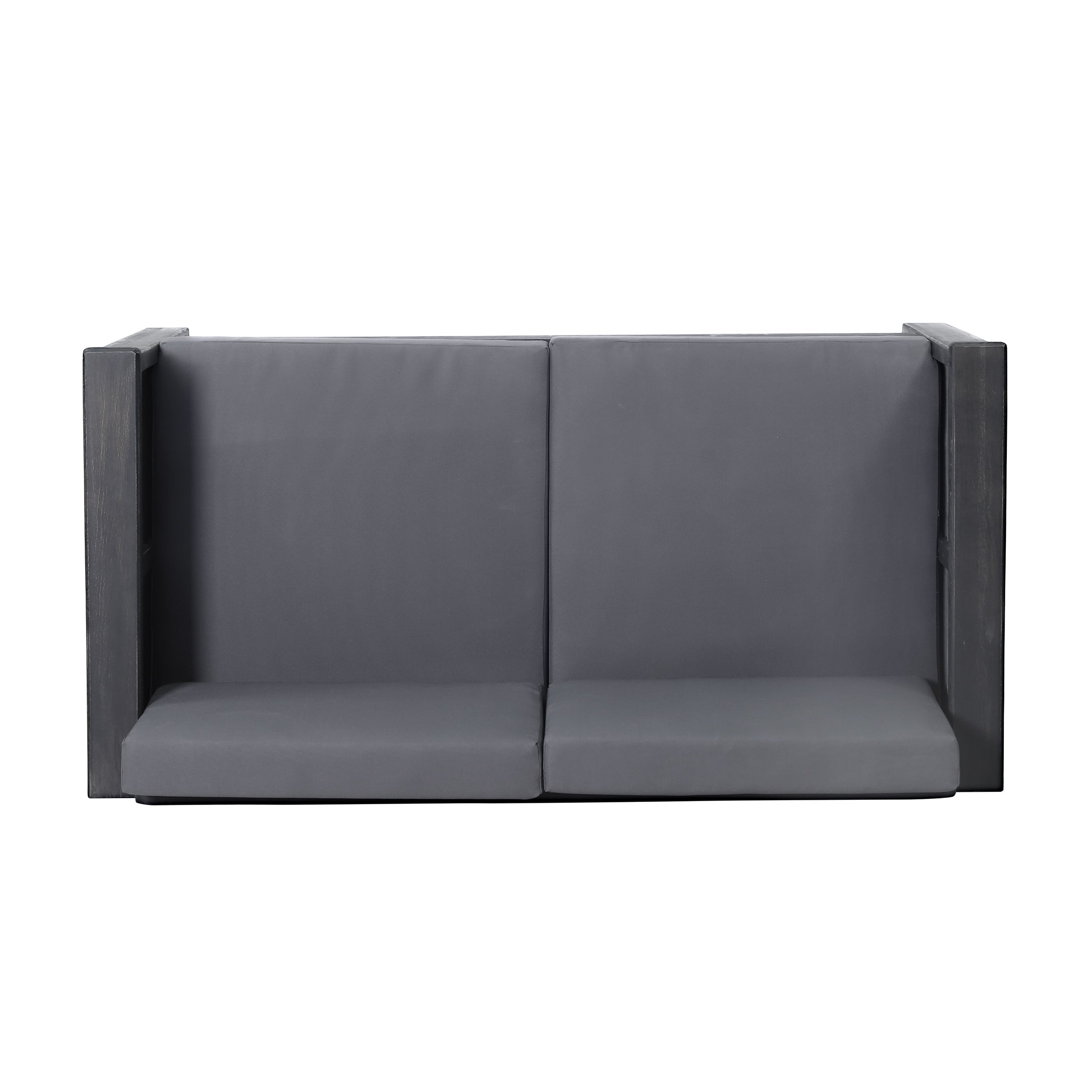Outdoor Patio Set Acacia Wood Gray 2 Piece Loveseat Coffee Table Cushions