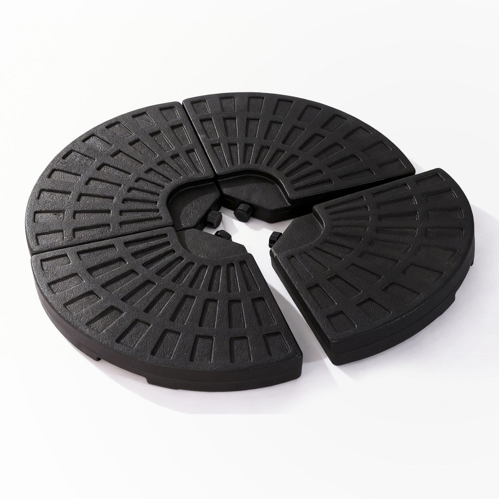 Patio Umbrella Base Fillable Black HDPE 4 Piece 220 LB Water or Sand