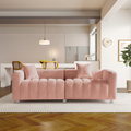 Sofa Modular Velvet Teddy Pink 3 Seat Metal Legs 87 In 750 LB