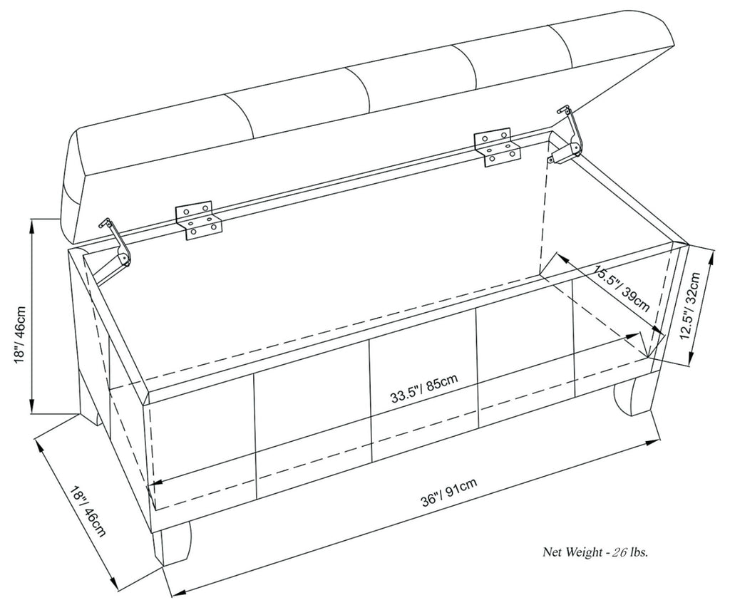 Dover - Upholstered Storage Ottoman Bench