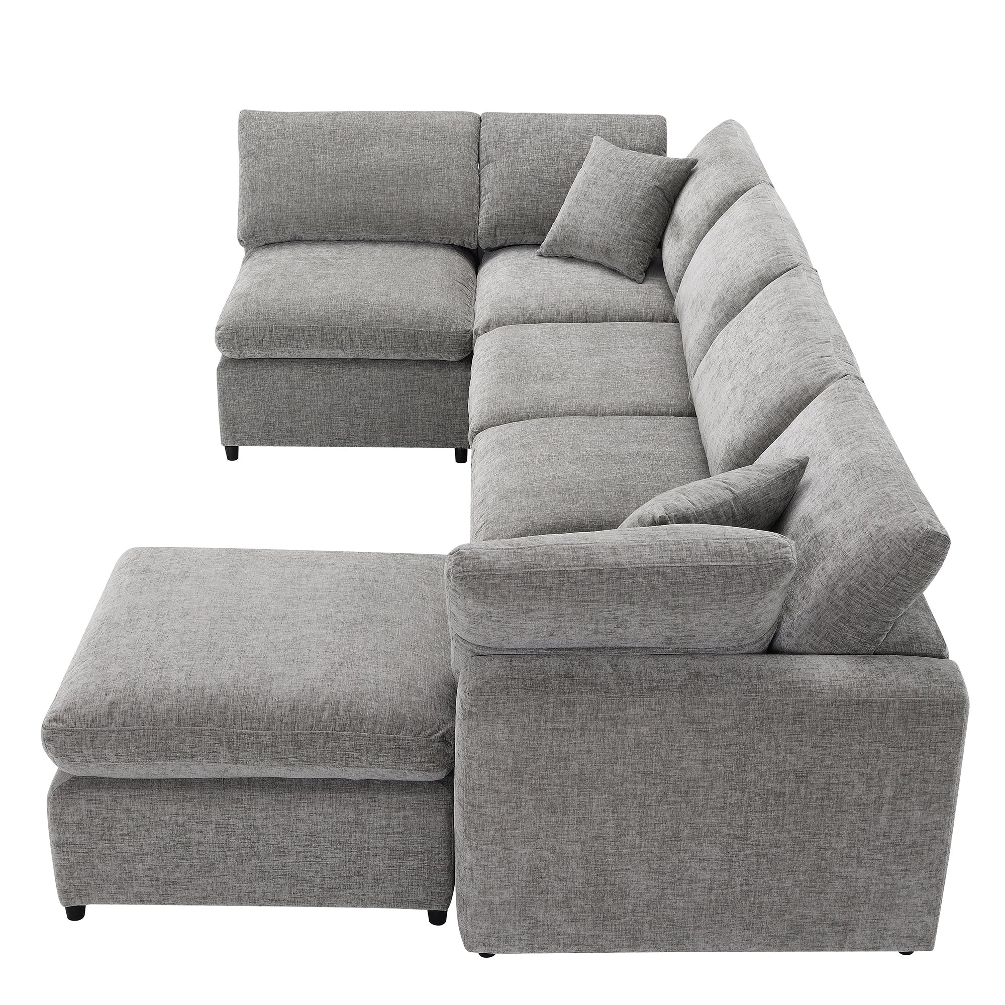 6-Seat U-Shape Modular Sofa with Ottoman, 130