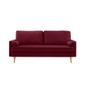 Sofa Minimalist Velvet Red Gold Metal Legs 2 Seat 65 In 800 LB