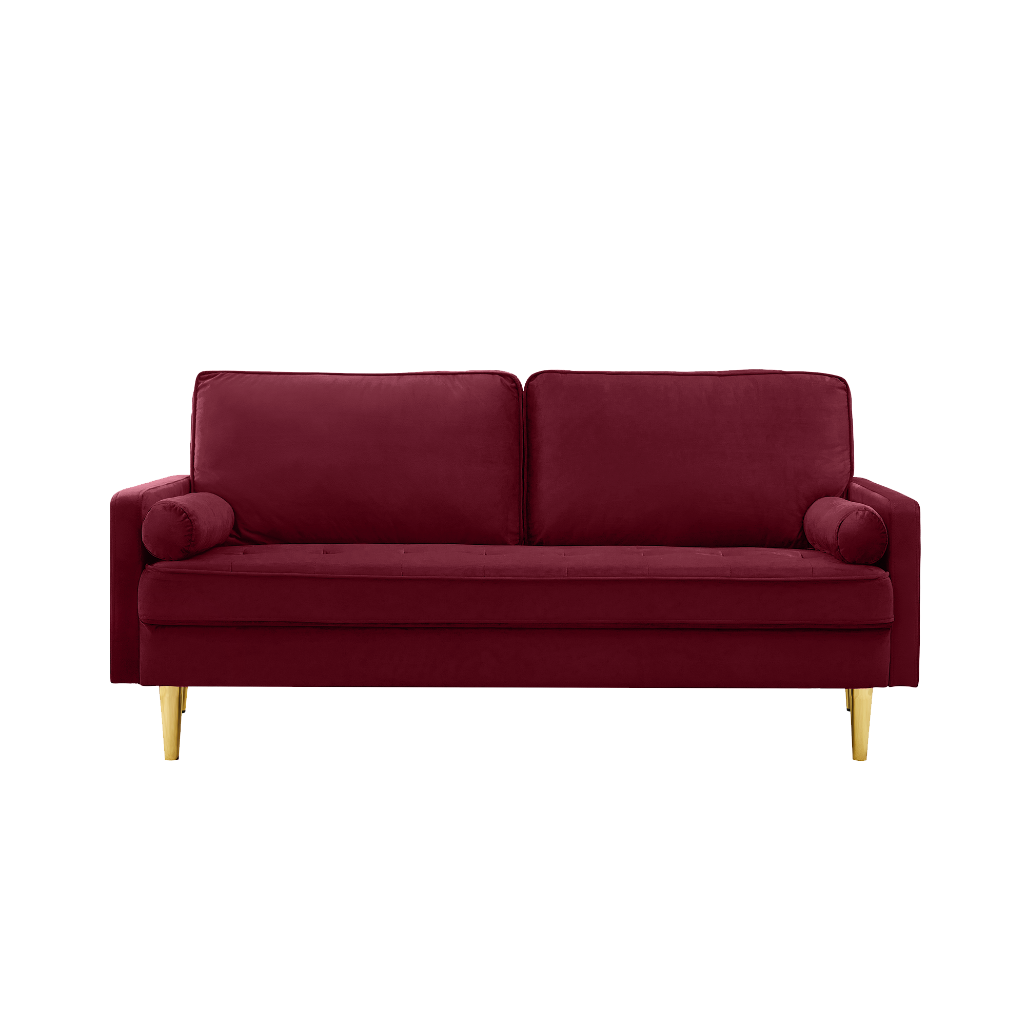 Sofa Minimalist Velvet Red Gold Metal Legs 2 Seat 65 In 800 LB