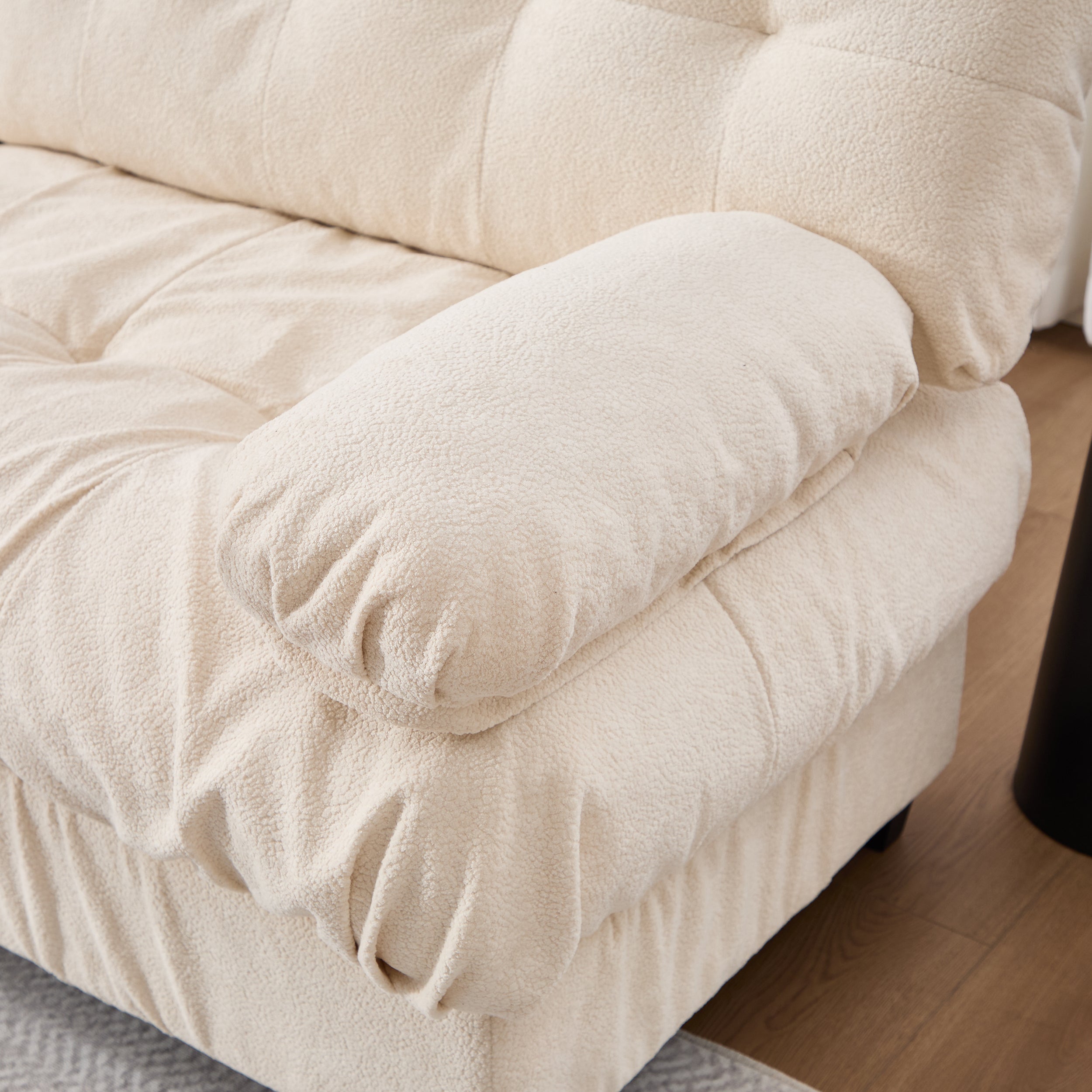 Sectional Sofa Cloud Modular Flannelette Beige 3 Seat 123 In 5 Pillows
