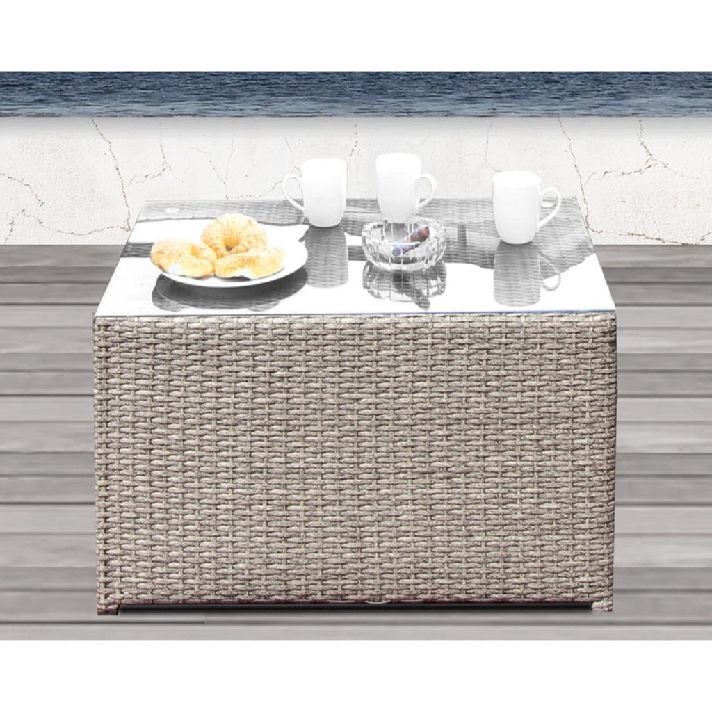 Outdoor Sectional Set HDPE Wicker Aluminum Gray 6 Piece Seats 4 1500 LB